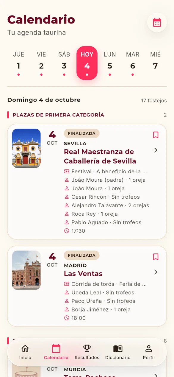 Calendario de TauroInfo